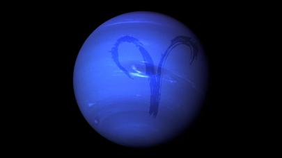 Tránsito de Neptuno en Aries Ilustración del planeta Neptuno con el signo de Aries sobreimpresionado