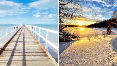 Solsticio de Verano e Invierno Muestra en dos imágenes el verano y el invierno