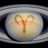 Foto de Saturno con símbolo de Aries superpuesto. Foto: NASA, ESA and E. Karkoschka (University of Arizona)
